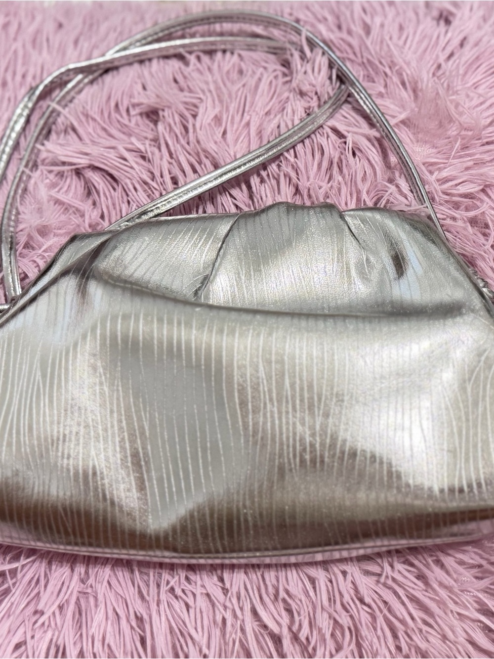 Silver Mini Shoulder Bag - Sleek Metallic Evening Bag